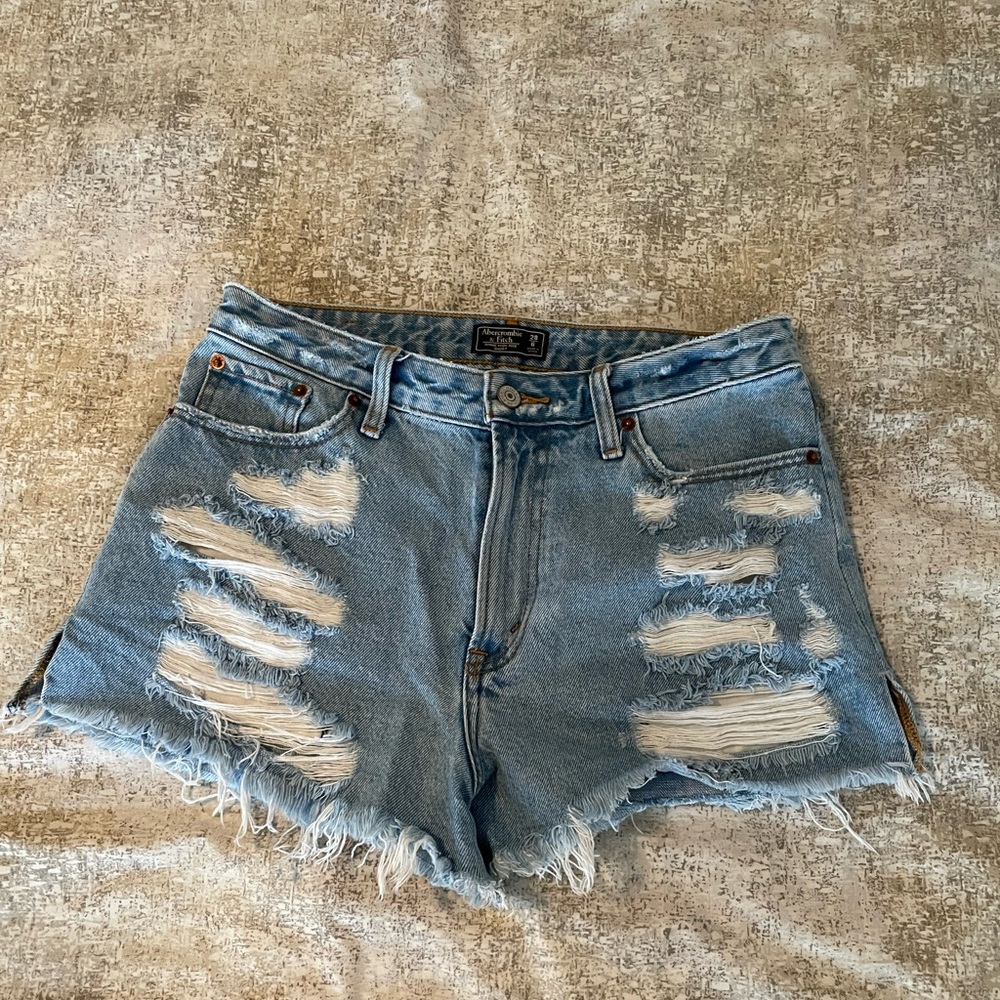 A&F Annie High Rise Cut Off Jean Shorts
